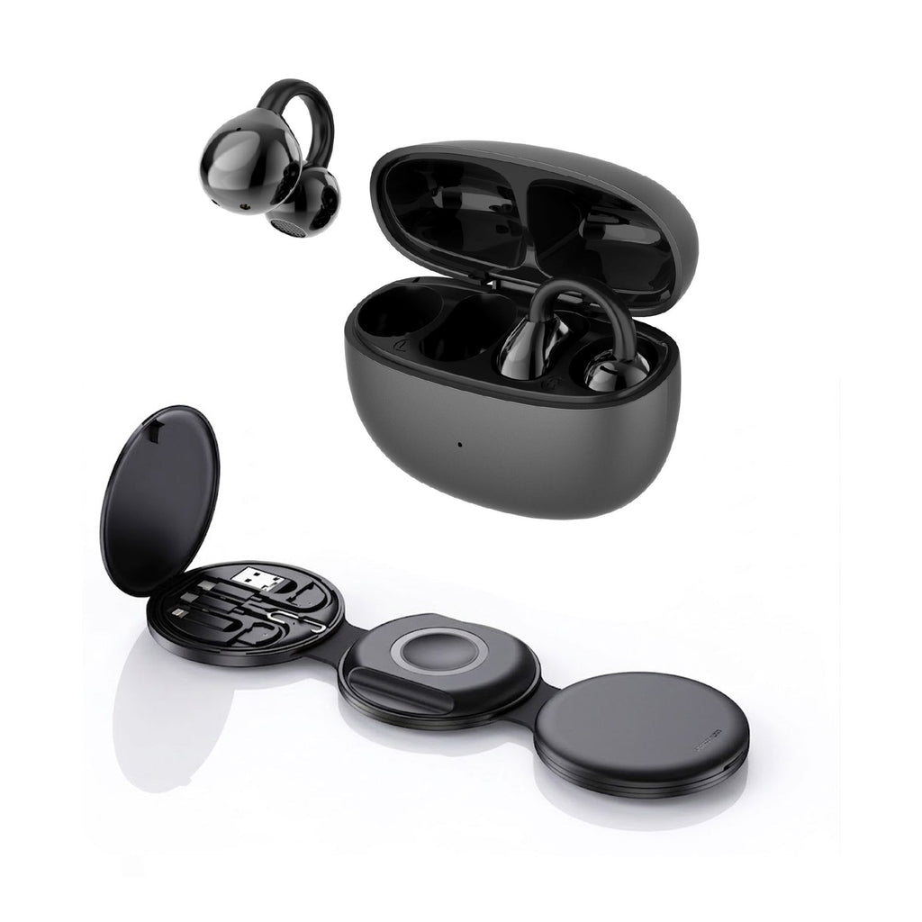Power & Sound Essentials Bundle – 5-in-1 Folding Wireless Charging Station + True Wireless Earbuds
